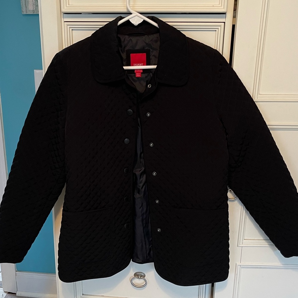 Black quilted barn jacket